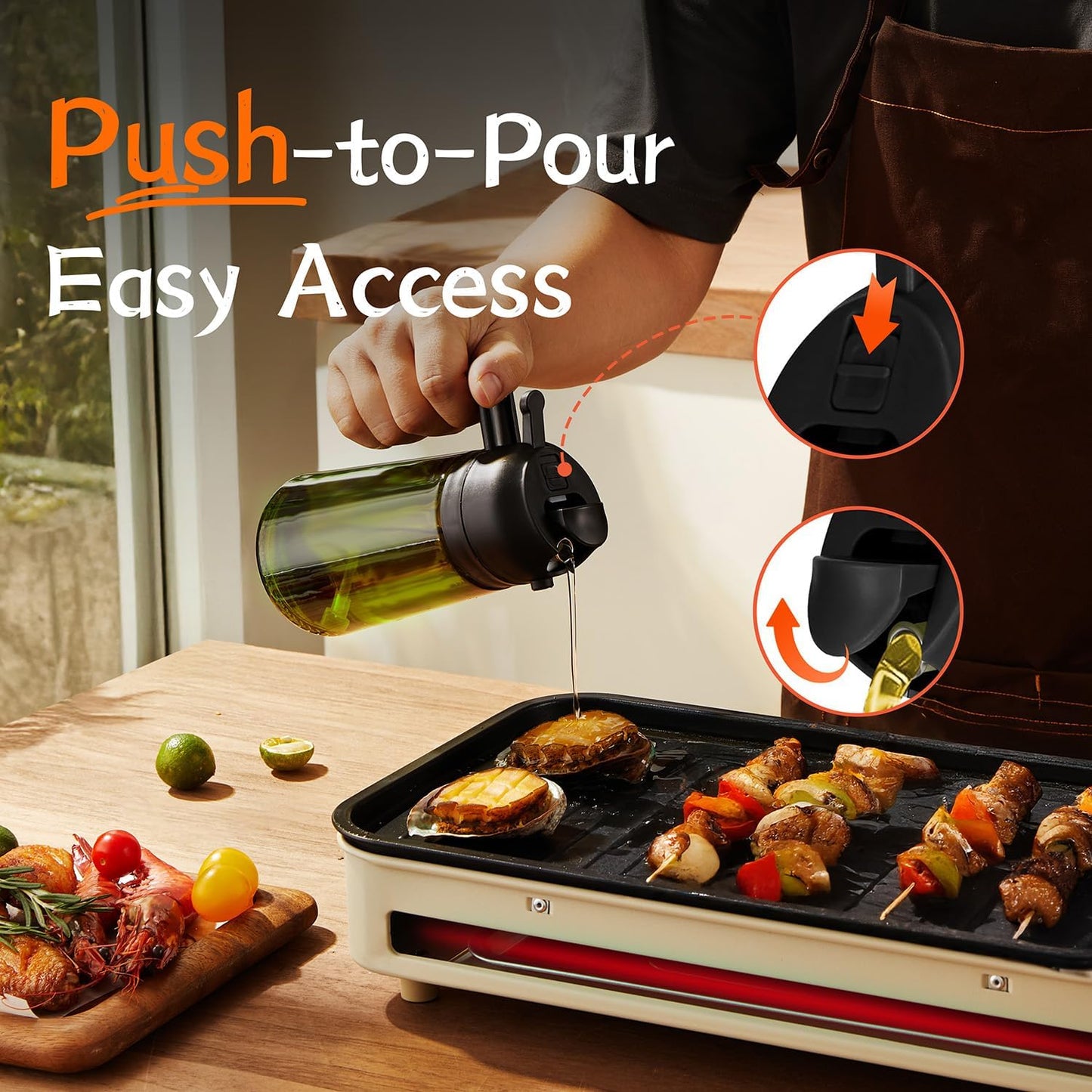 TrendPlain - Olive Oil Dispenser Bottle | 16oz Kitchen Gadget for Cooking & Air Fryer - Black