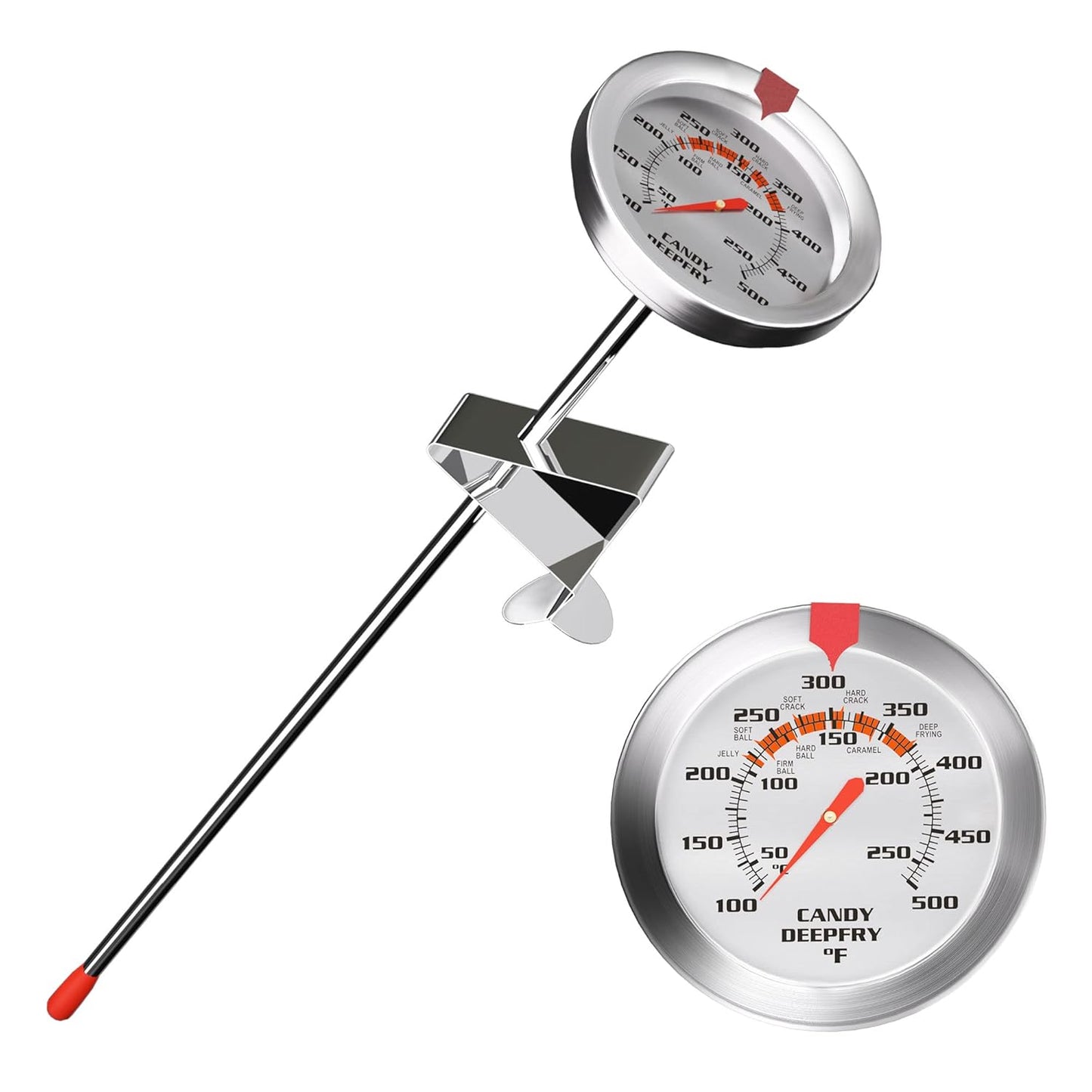 Skiennix Candy Thermometer - 2 Inch Large Dial & 9 Inch Stainless Steel Probe | Perfect for Frying, Desserts, and BBQ