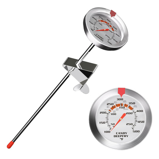 Skiennix Candy Thermometer - 2 Inch Large Dial & 9 Inch Stainless Steel Probe | Perfect for Frying, Desserts, and BBQ