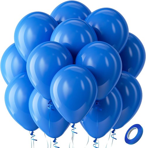 Bezente Royal Blue Latex Party Balloons - 100 Pack of 12-Inch Matte Dark Blue Helium Balloons for Celebrations