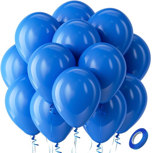 Bezente Royal Blue Latex Party Balloons - 100 Pack 12 inch Round Helium Matte Dark Blue Balloons for Graduation Men Birthday Gender Reveal Wedding Under The Sea Ocean Theme Boho Party Decorations
