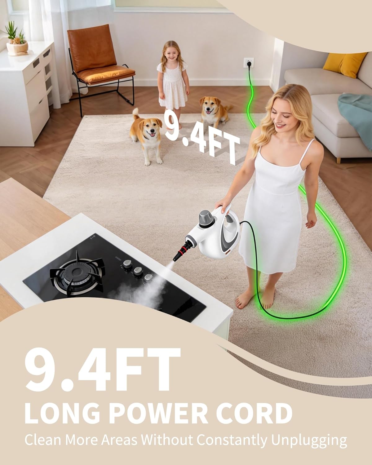 Skiennix Pressurized Handheld Steam Cleaner - Multi-Surface Deep Cleaning with 12 Accessories | Dark Gray