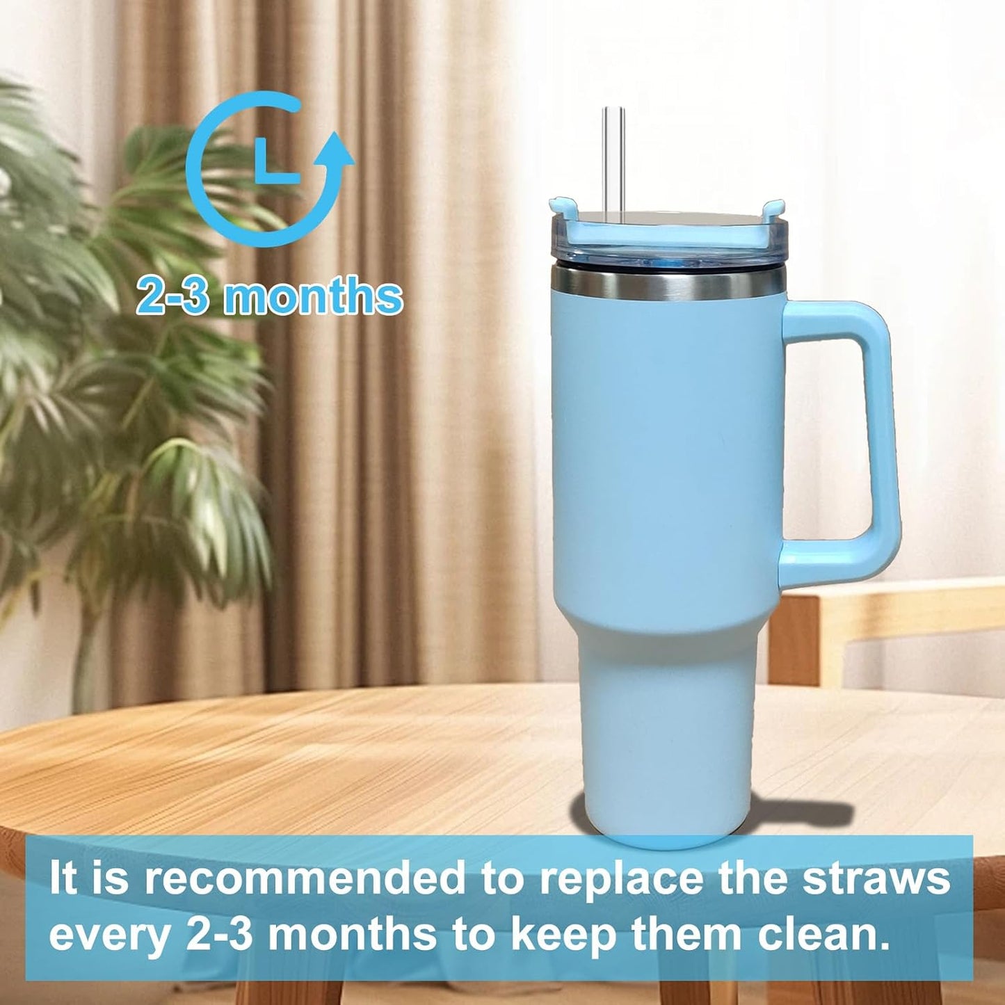 Stanley Adventure Quencher Replacement Straws - 6 Pack Reusable Straws with Cleaning Brush for 40 oz & 30 oz Tumblers