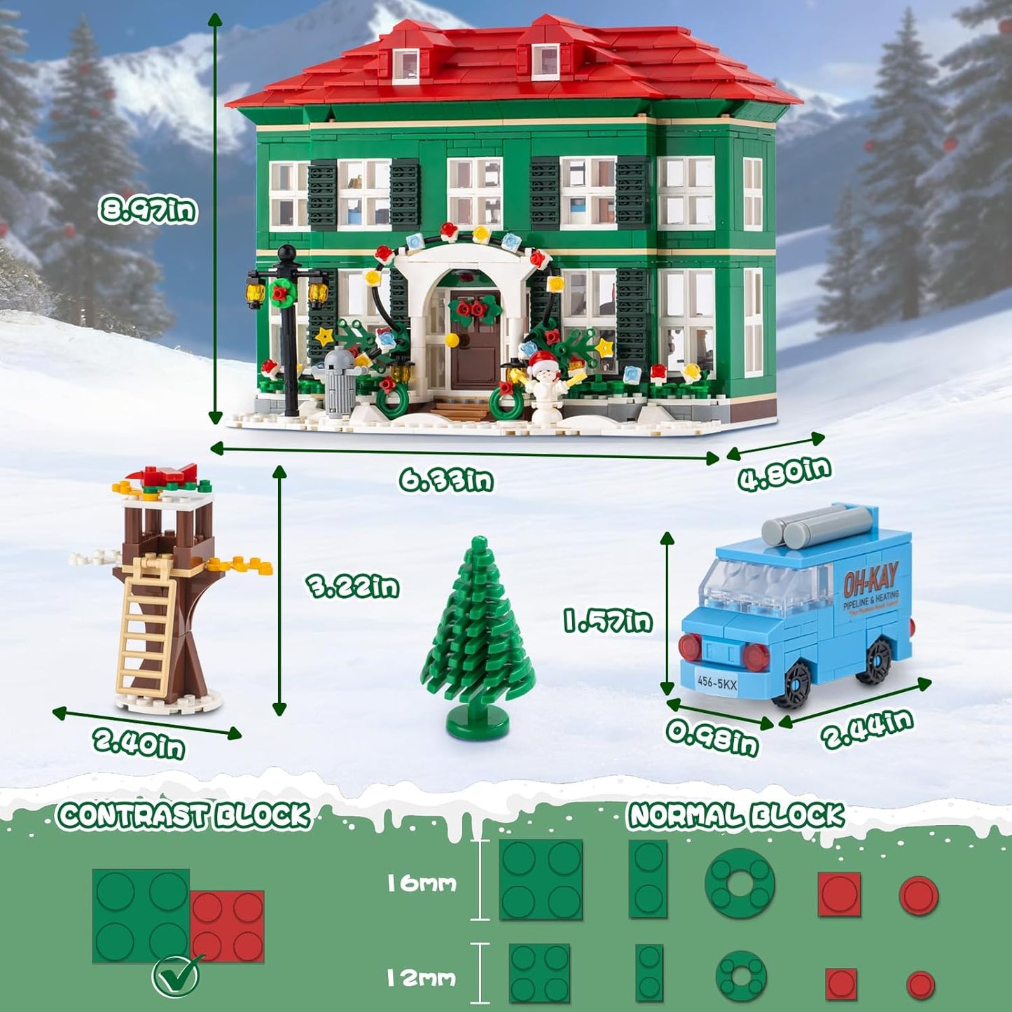 Skiennix Christmas House Building Set - 1187PCS Light-Up Holiday Kit for Adults & Movie Fans