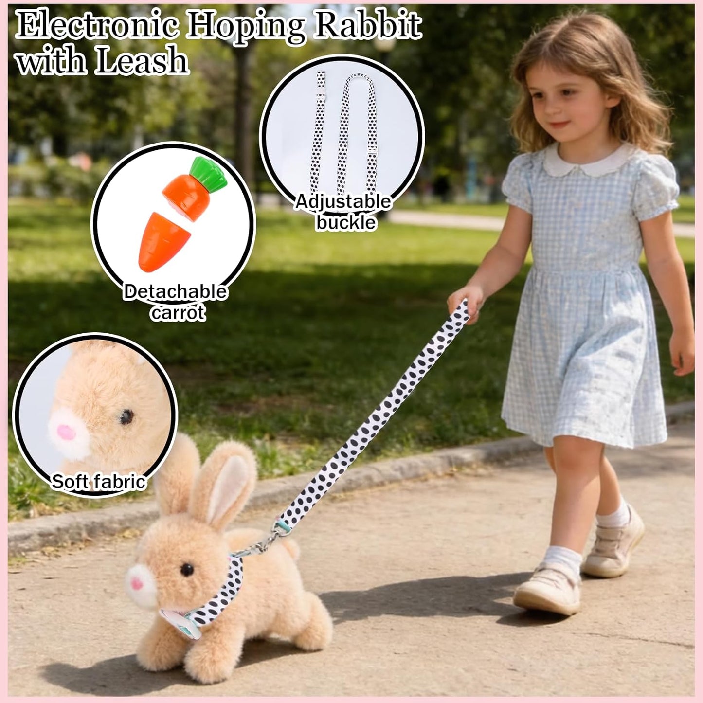 Sprstar Realistic Easter Bunny Toy - Animated Plush Rabbit with Sounds & Movements | Brown with Leash