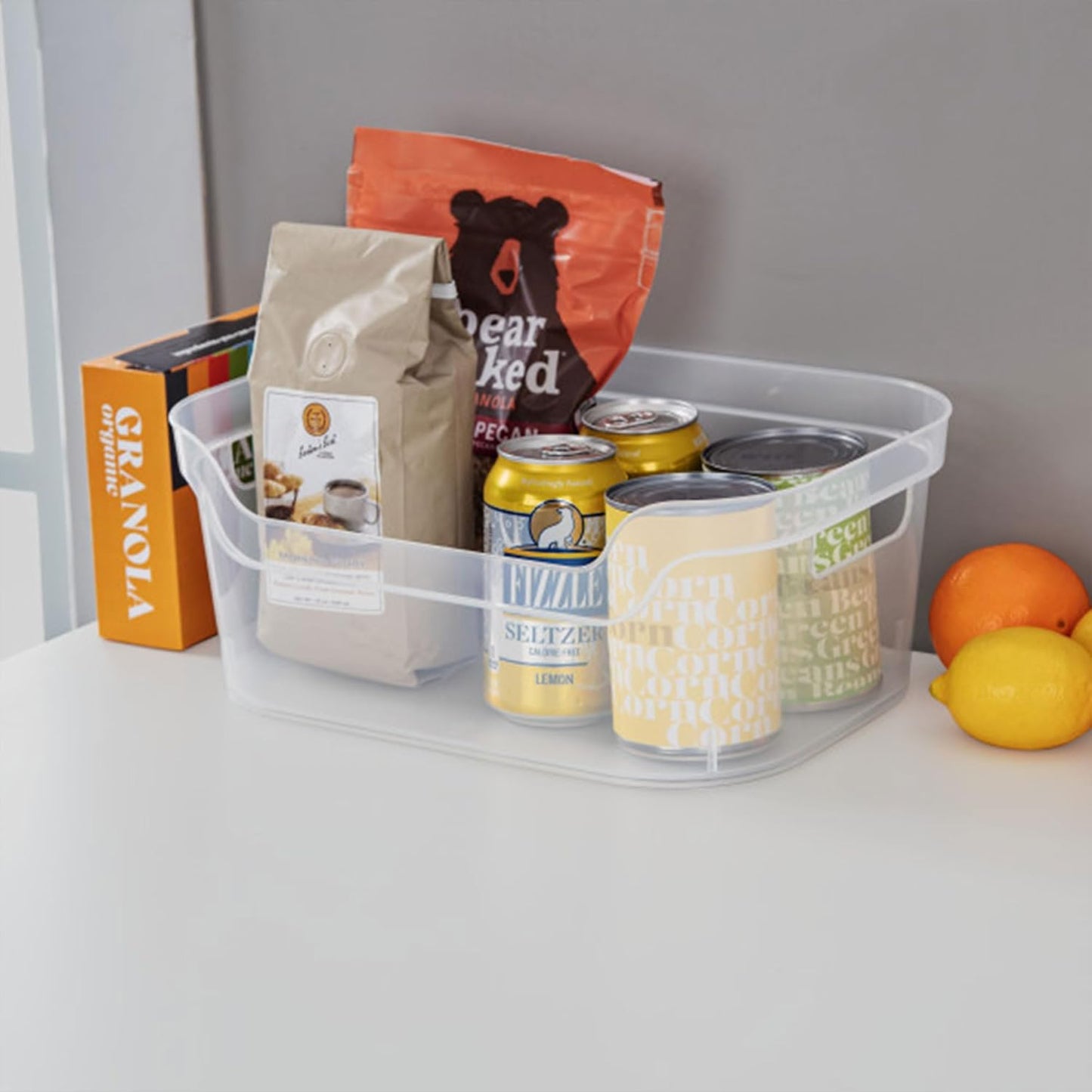 Sterilite Medium Open Scoop Front Storage Bin - Clear 5.25x9.5x13 In | 8 Pack with Comfortable Carry Handles
