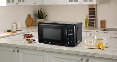 Emerson MW7302B Compact Microwave Oven - 700W Touch Control, LED Display, 0.7 Cu. Ft. Black