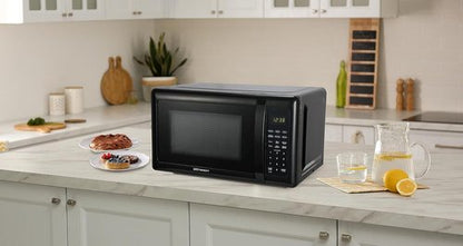Emerson MW7302B Compact Microwave Oven - 700W Touch Control, LED Display, 0.7 Cu. Ft. Black