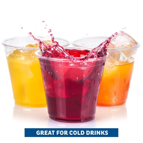 Freshware 9 oz Clear Disposable Plastic Cups - Heavy-Duty Tumblers for Parties | 100 Pack