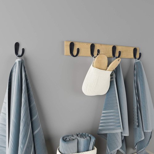 IBosins Wall Mounted Coat Hooks - 15PCS Single Prong Robe Hooks for Towels, Bags & Hats - Black