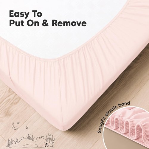 KeaBabies 2-Pack Organic Crib Sheets for Boys, Girls - 52x28 Fitted Crib Mattress Sheet Neutral, Breathable Jersey Cotton Cover for Baby Bed, Toddler Mattress, Soft & Cute Prints (Mist Rose)