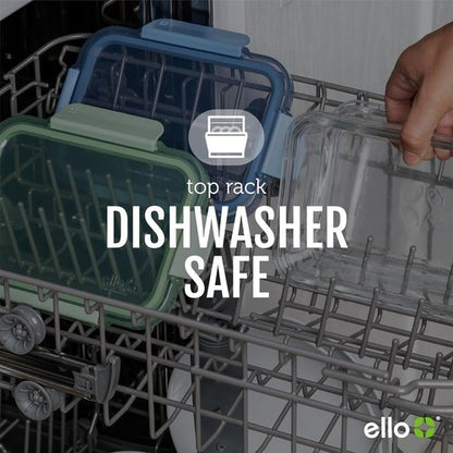 Ello Color Lock Glass Meal Prep Set - 6 Leak-Proof Containers with BPA-Free Lids | Dishwasher & Microwave Safe