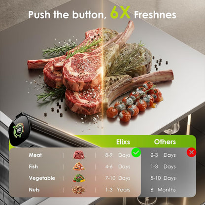 Skiennix Portable Vacuum Sealer - Handheld Food Sealer with 30 Reusable Bags & LED Pressure Display