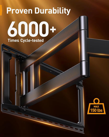 Perlegear Full Motion TV Wall Mount - Fits 42–97 Inch TVs Up to 150 lbs | Easy Install with Swivel & Tilt