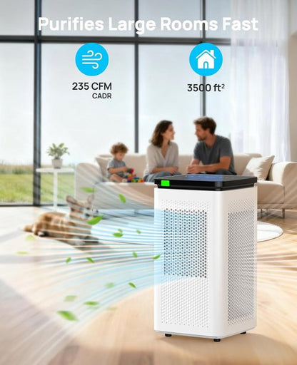 **Air Purifiers | H13 True HEPA Filtration for Large Rooms Up to 3500 Ft² - 235 CFM CADR, Quiet 30dB Mode**
