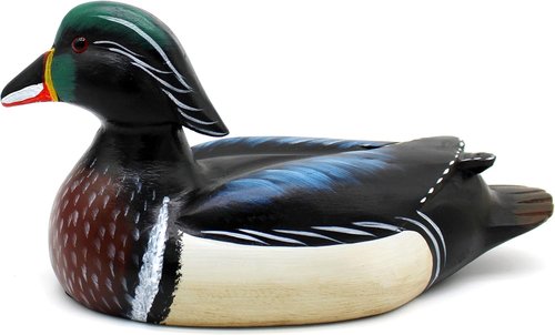 CVHOMEDECO Wild Duck Figurine - Hand Engraved & Painted Farmhouse Decor | 12 Inch Mallard Accent