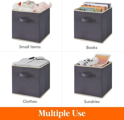 Lifewit Storage Cubes - Foldable Fabric Baskets for Home Organization | 13-Inch Gray, 6-Pack