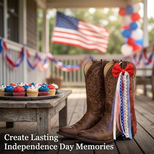 Ickasi Ribbon Bow Ribbons - Holiday & Birthday Accessory Decor | 2 Patriotic Boot Charms for Women