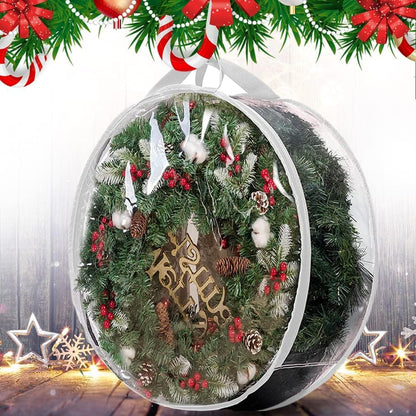 ProPik Christmas Wreath Storage Bag - Waterproof Clear PVC Container for 48-Inch Wreaths - 2 Pack with Handles