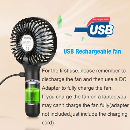 Miady Portable Handheld Fan - 5000mAh Mini USB with 3 Speeds | Strong Wind for Travel & Office