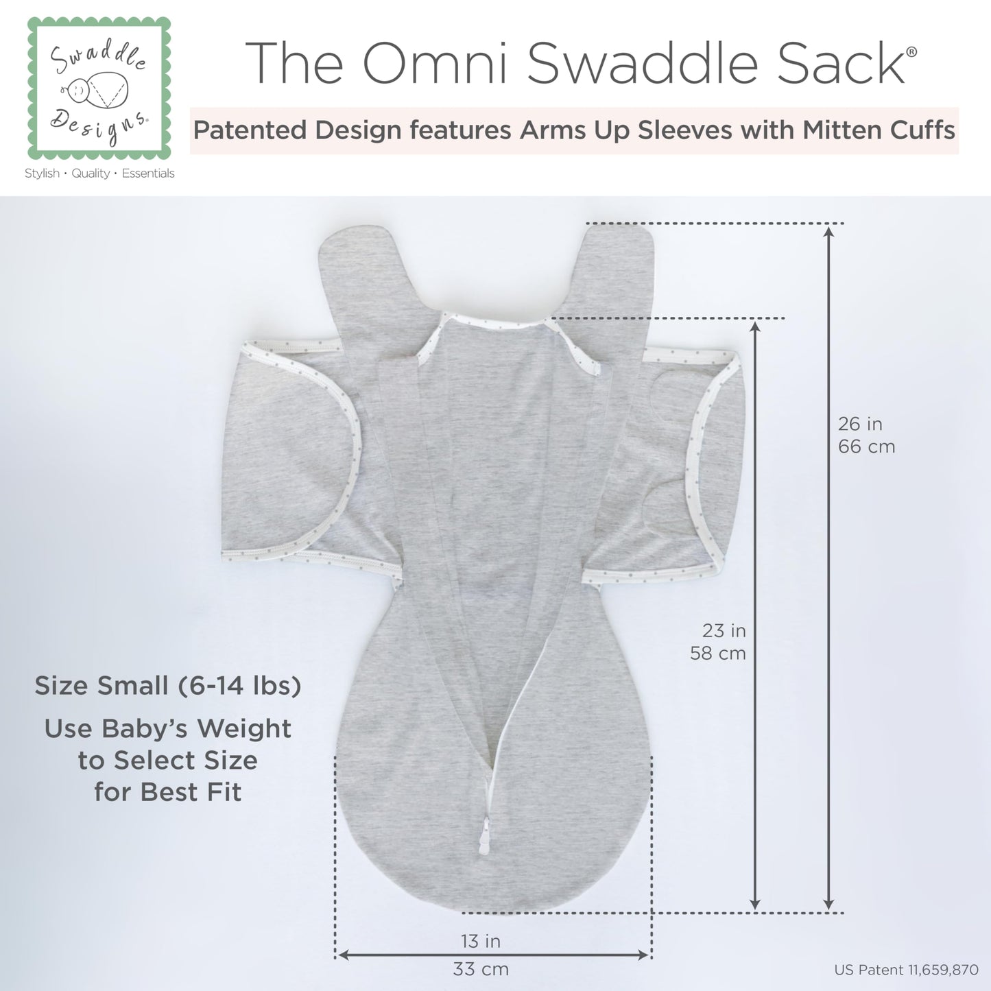 SwaddleDesigns 6-Way Omni Swaddle Sack, Arms Up Swaddle for Newborn, More Options to Calm Startle Reflex, Improves Sleep, Easy Transition Baby Sleep Sack, Small, 0-3 Mo, 6-14 lbs, Gold, Swaddle Love