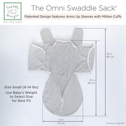 SwaddleDesigns 6-Way Omni Swaddle Sack, Arms Up Swaddle for Newborn, More Options to Calm Startle Reflex, Improves Sleep, Easy Transition Baby Sleep Sack, Small, 0-3 Mo, 6-14 lbs, Gold, Swaddle Love