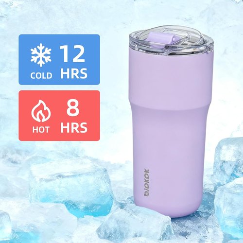BJPKPK Insulated Tumbler - 24oz Stainless Steel Travel Mug with Lid | Keeps Drinks Hot & Cold - Lavender