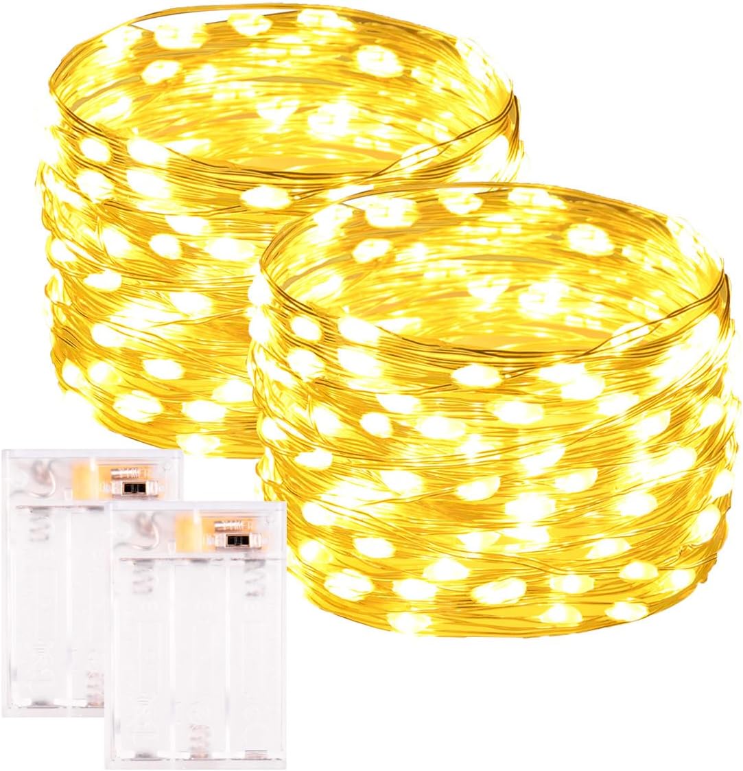 Skiennix 33FT 100LED Warm White Fairy Lights - Battery Operated, Waterproof String Lights for Indoor/Outdoor Use | Perfect for Christmas, Weddings, and Parties