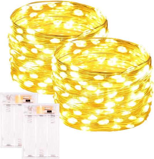 Skiennix 33FT 100LED Warm White Fairy Lights - Battery Operated, Waterproof String Lights for Indoor/Outdoor Use | Perfect for Christmas, Weddings, and Parties