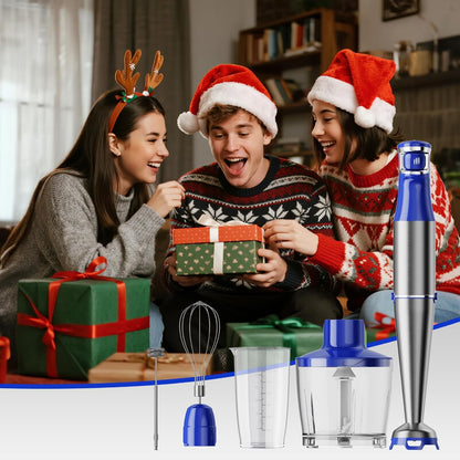 Royal Blue Immersion Blender - 1100W Handheld Stick Blender Set with Variable Speed, Chopper, Whisk & Frother