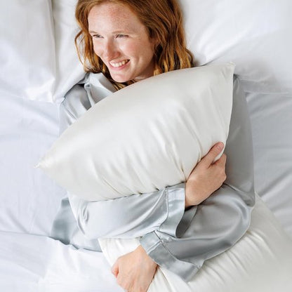 Fishers Finery 100% Pure Mulberry Silk Pillowcase Set - Luxurious White King Size, 2 Pack