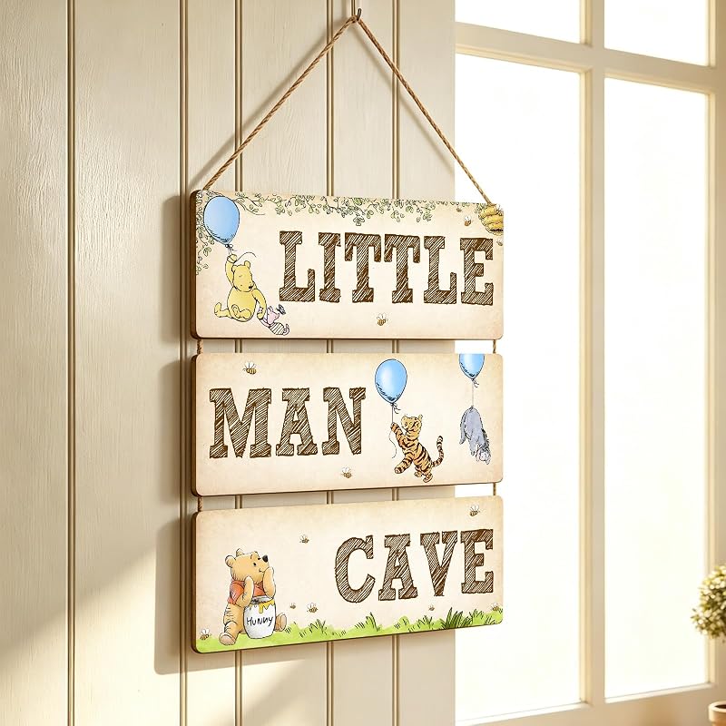 Wooden Door Sign Baby Room Decor Winnie Pooh Bear Nursery - Moreyue