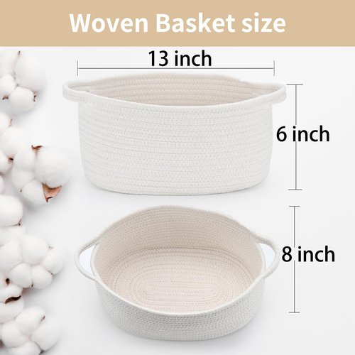 Happyiren Cute Woven Easter Basket with Handle, Baskets for Gifts Empty, Present Containers for Raffle Baby Shower Burr Basket, Decorative Organizer Box for Storage Baby Toy, 13" D x 8" W x 6" H