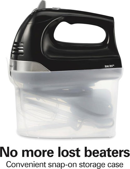 Hamilton Beach 6-Speed Electric Hand Mixer - Powerful 275W Motor, Whisk & Dough Hooks, Easy Clean - Black