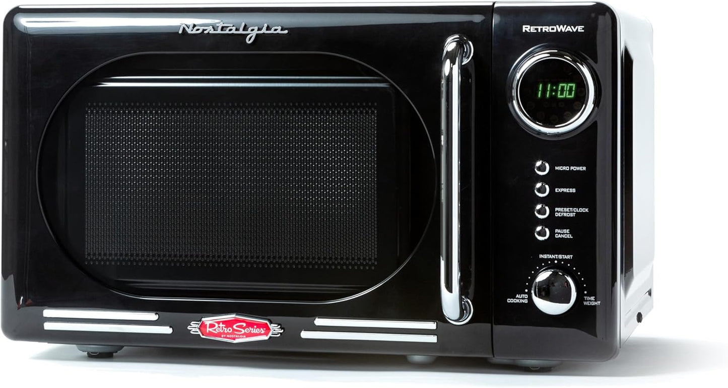 Nostalgia Retro Microwave Oven - 0.7 Cu. Ft. 700-Watts with LED Display & Child Lock | Black