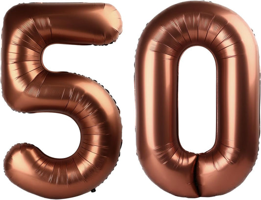 Number 50 Balloon - Dark Brown 40 Inch | 50th Birthday Decorations for Men & Women