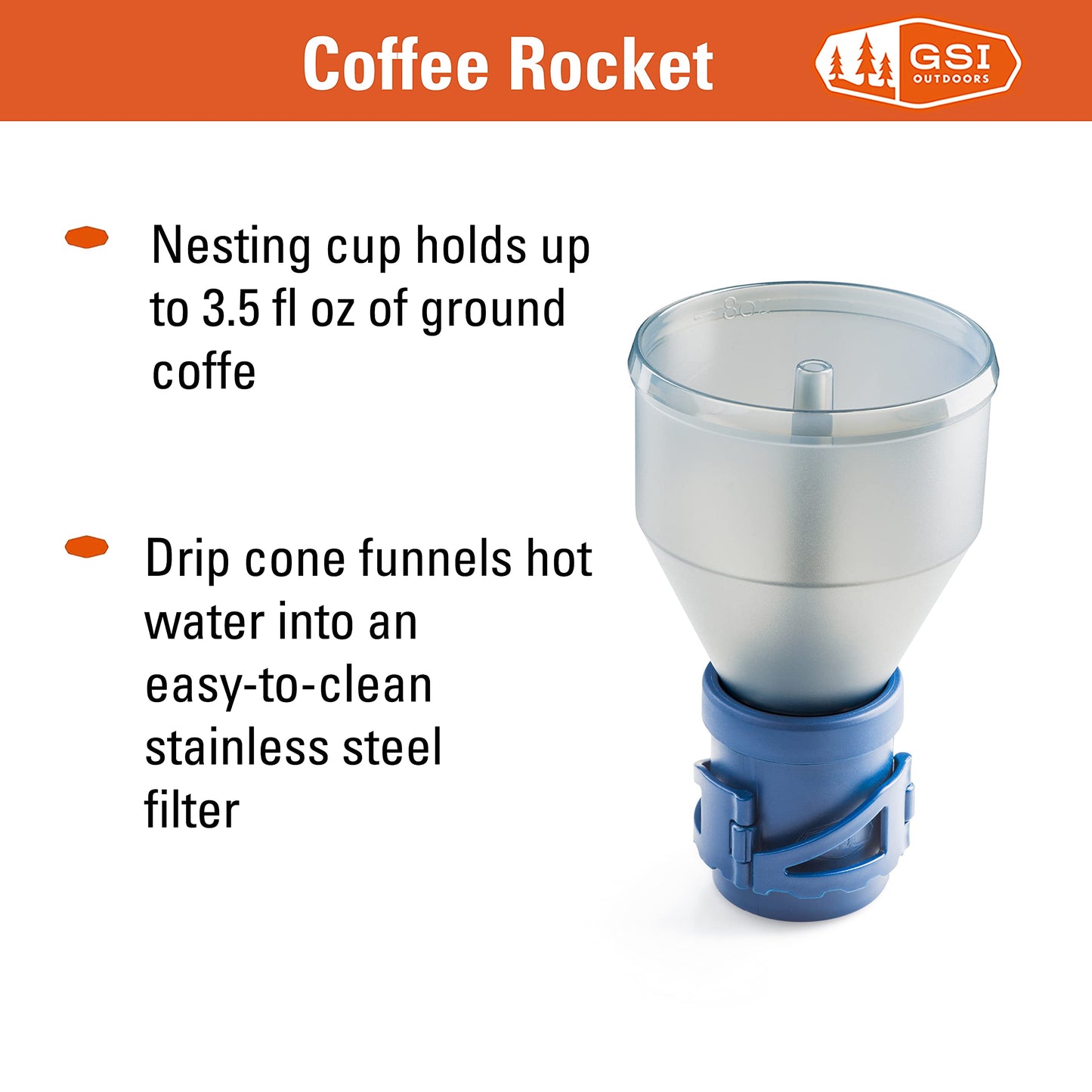 GSI Outdoors Coffee Rocket Pour-Over Coffee Maker I Collapsible, Nesting, Drip Coffee Set for Camping & Travel