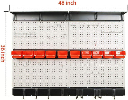Ultrawall Pegboard Wall Organizer - 48" X 36" Garage Storage System with 72 Hooks & Bins