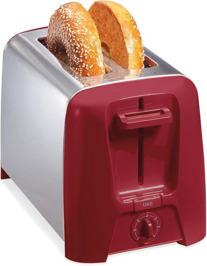 Hamilton Beach 2 Slice Toaster - Extra Wide Slots, Shade Selector & Auto-Shutoff | Red Finish