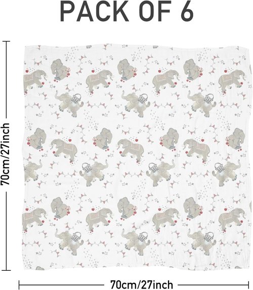 Graceful Baby Burp Cloths - Large 27 x 27 Inches | 6 Pack Muslin Burping Rags for Newborns