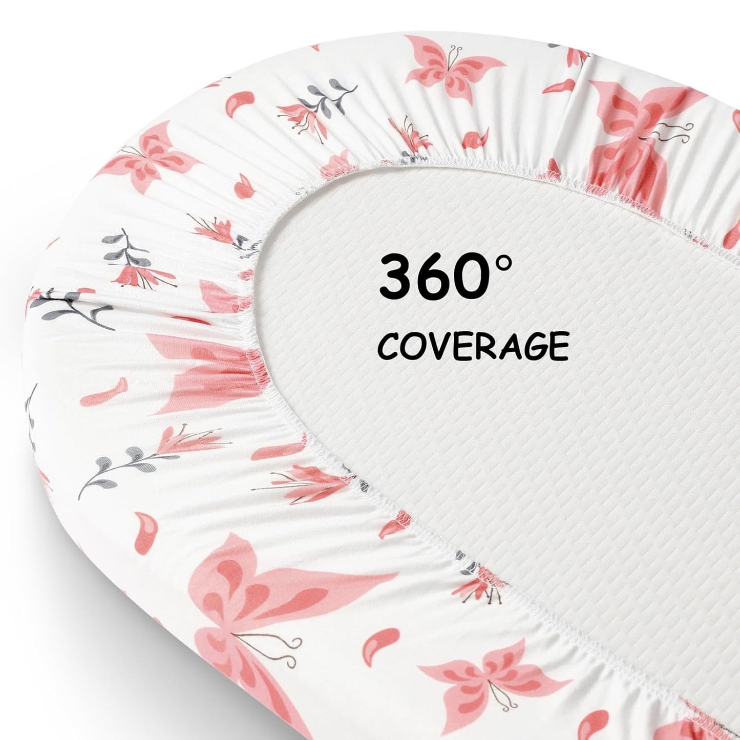 Yoofoss Bassinet Sheets - 3-Pack Fitted Set for Halo Bassinest & More | Soft, Breathable Pink & Butterfly Design