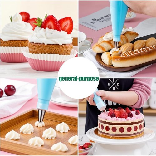 100Pcs Disposable Piping Bags Set by [Brand Name] - 12 Inch Icing Bags with 16 Tips & Cake Scrapers