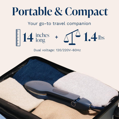 Nori Press Travel Steam Iron - Handheld Design with Steam Feature - No Ironing Board Needed - Navy