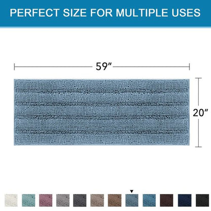 H.VERSAILTEX Bathroom Rugs Bath Mat Runner Rug Non Slip Kitchen Rug Extra Long Bath Rug Runners Oversized 59" x 20" Absorbent Washable Dry Fast Plush Area Rug for Bathroom/Bedroom - Stone Blue