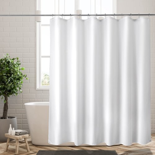 Titanker Waterproof Fabric Shower Curtain Liner Washable, Cloth Shower Liner with Magnets, White Shower Liner Soft Fabric, Lightweight Shower Curtain Liner, 70x72 Inches