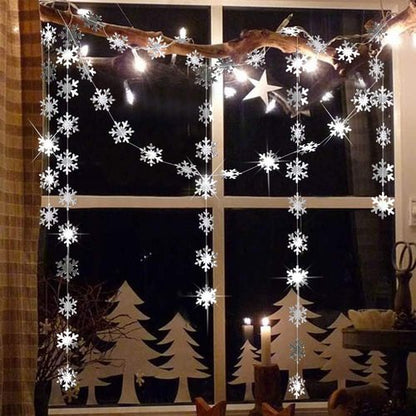 Cheerland Winter Wonderland Silver Snowflakes Garland - Festive Hanging Decorations for Holidays & Events