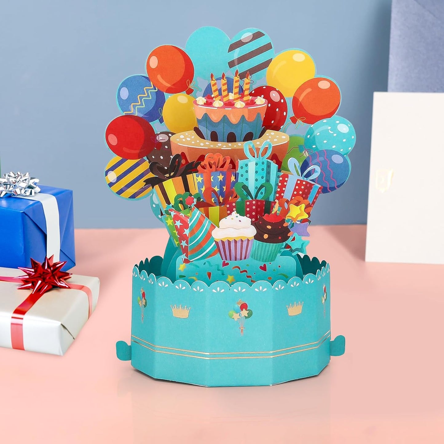 Soleebee 3D Happy Birthday Pop-Up Card - Unique Greeting Card with Blank Note & Envelope
