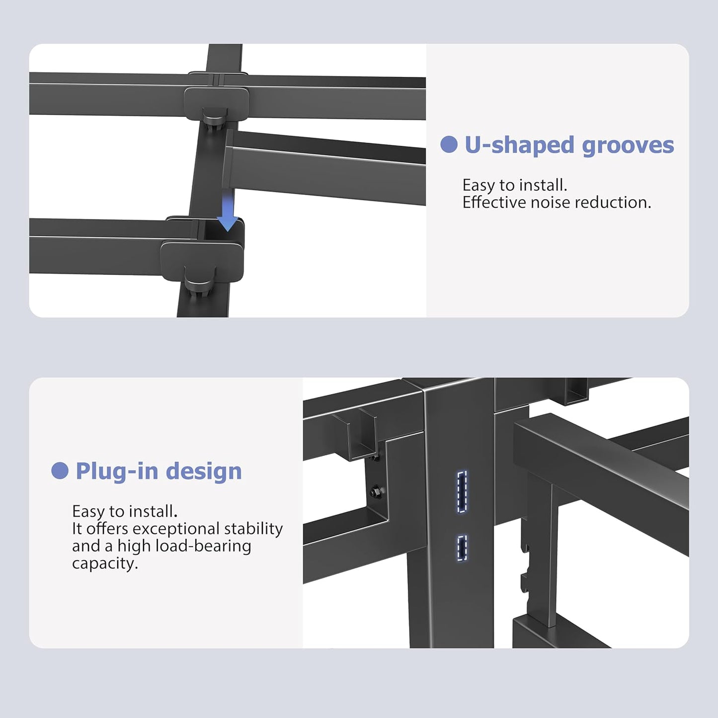 NKZ 24 Inch Full Size Bed Frame - Heavy Duty Metal Platform with Round Corner Legs & Noise-Free Design