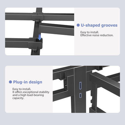 NKZ 24 Inch Full Size Bed Frame - Heavy Duty Metal Platform with Round Corner Legs & Noise-Free Design
