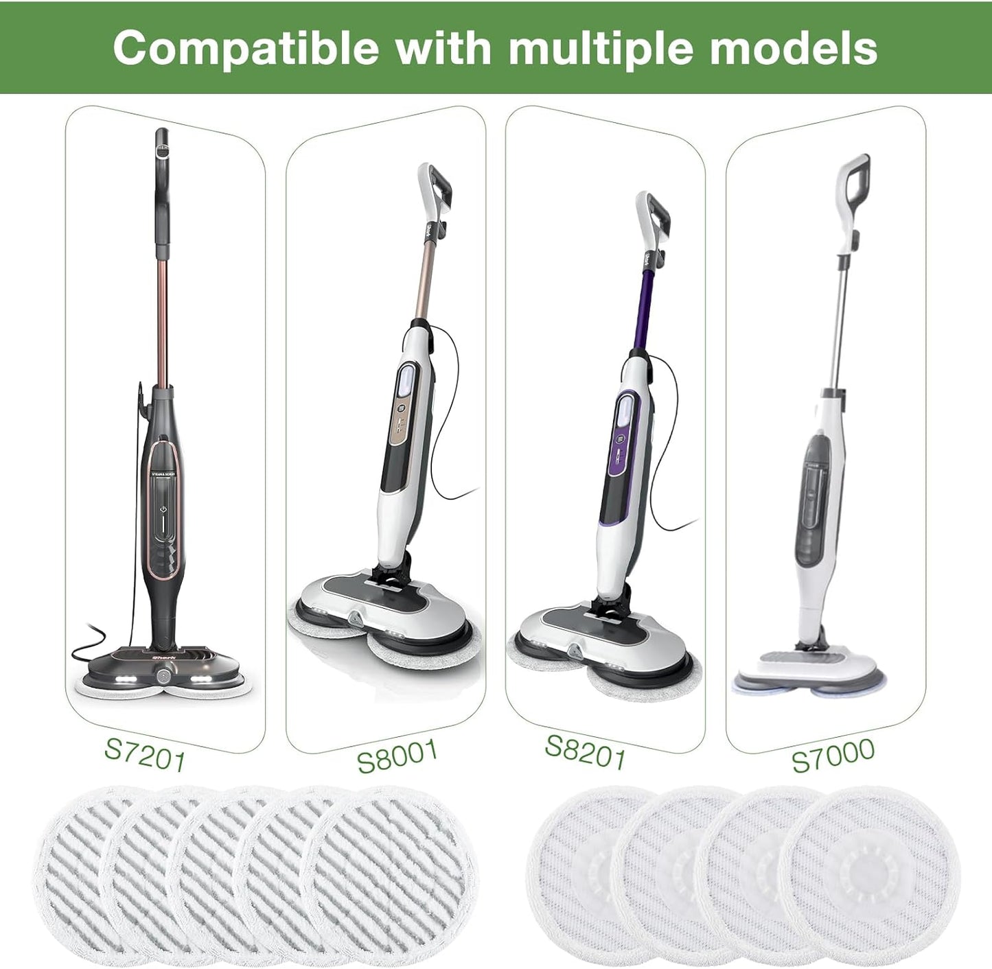 Shark 10-Pack Steam Mop Replacement Pads - Reusable, Washable for All Floor Types | Compatible with S8001, S7001, S7201, S7000AMZ, S8201